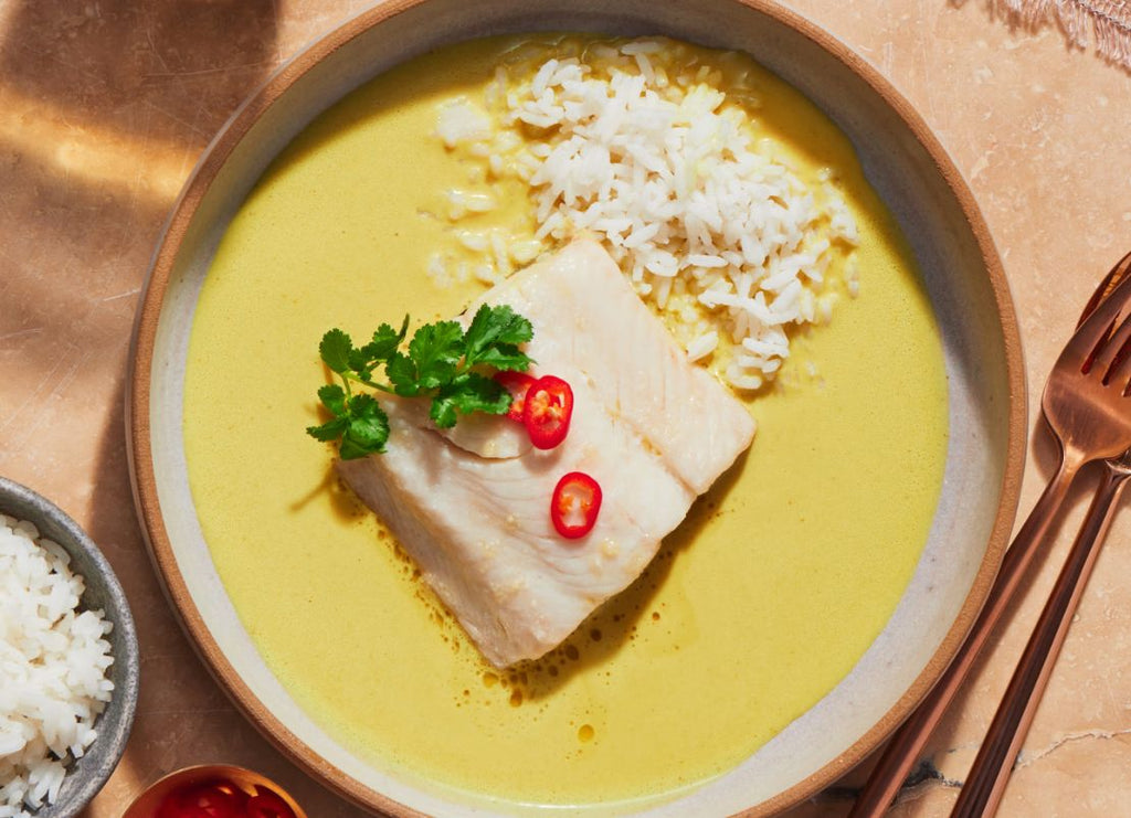 Black Bass with Coconut Curry and Scotch Bonnet Chiles Recipe