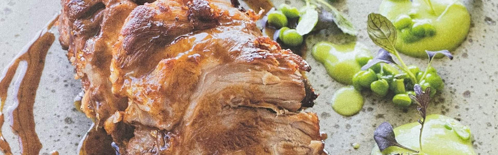 Roasted Goat with Pea Pure