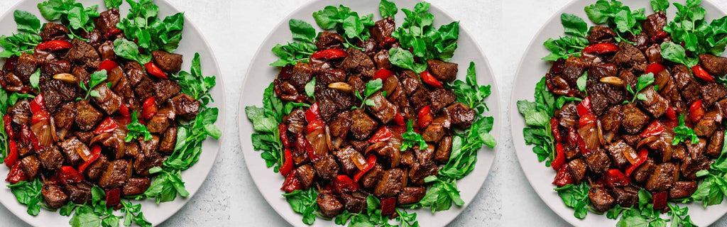 Vietnamese Shaken Beef with Fresh Cilantro, Basil and Mint