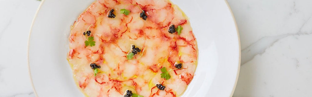 Shrimp Carpaccio with Peaches Recipe