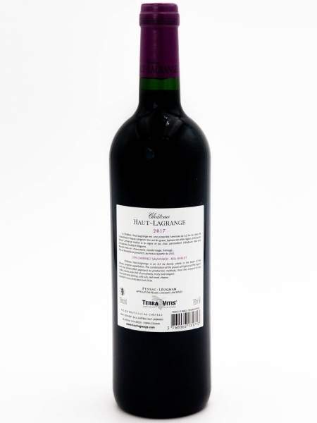 Back Bottle of Chateau Haut Lagrange 2017 Red Wine