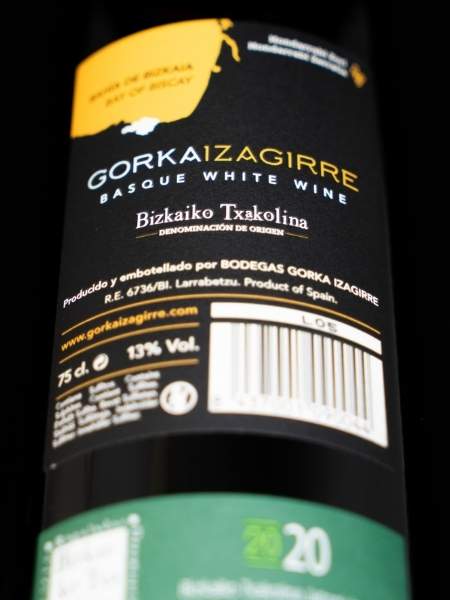 Gorka Izaguirre 2020 White Wine Back Label