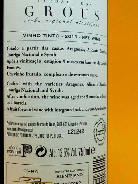 Herdade Dos Grous 2019 Red Wine