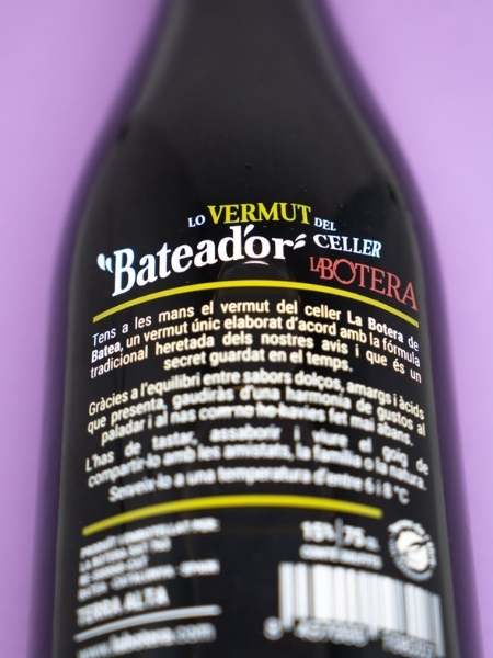 Vermouth Bateador 2020 Back Label