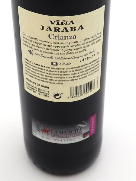 Back Label of Viña Jaraba Crianza 2018