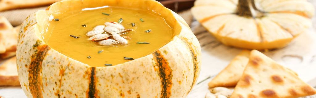Creamy Butternut Squash Soup with Cayenne Seeds