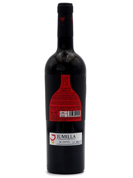 Back label of Crapula red wine from DOP Jumilla