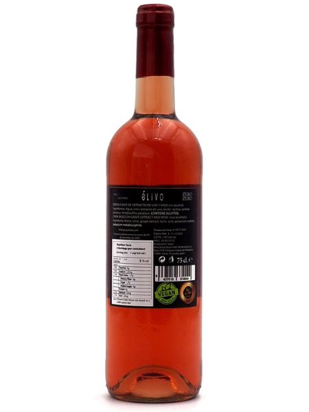 Elivo Zero Zero Deluxe Alcohol Free Rose Wine Back Label