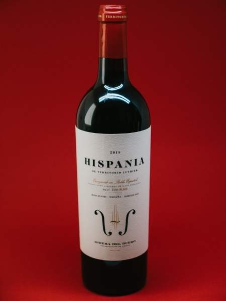 Spanish Red Wine 2015 Bottle with red background
