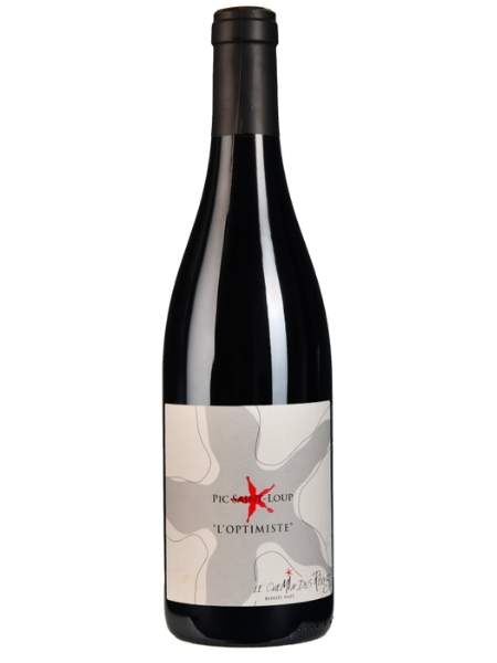 Bottle of L´Optimiste Rouge Organic 2019 Red Wine