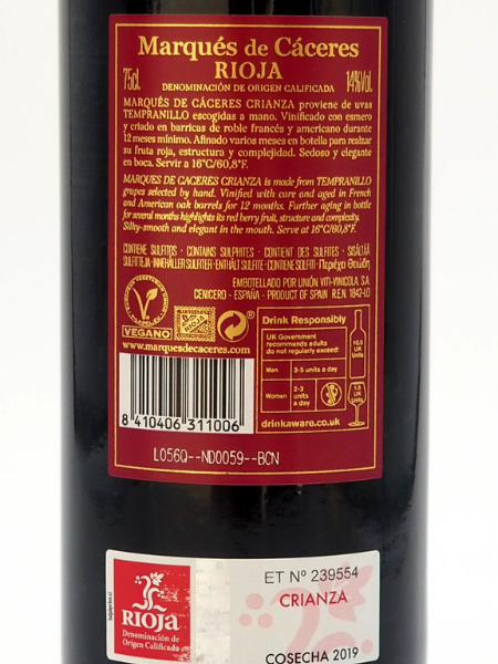 Rioja Marques de Cáceres Crianza 2017