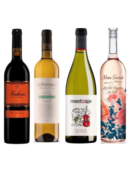 A pack of mediterranean wines of each type