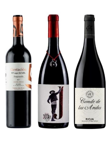 A pack of 3 spanish tempranillo red wine