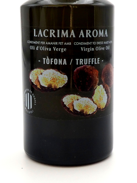 Front Label of Spanish olive oil aroma truffle, EVOO 250ml