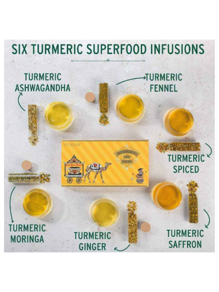 Turmeric Tea Tales Vahdam, India, 6 Teas Ingredients