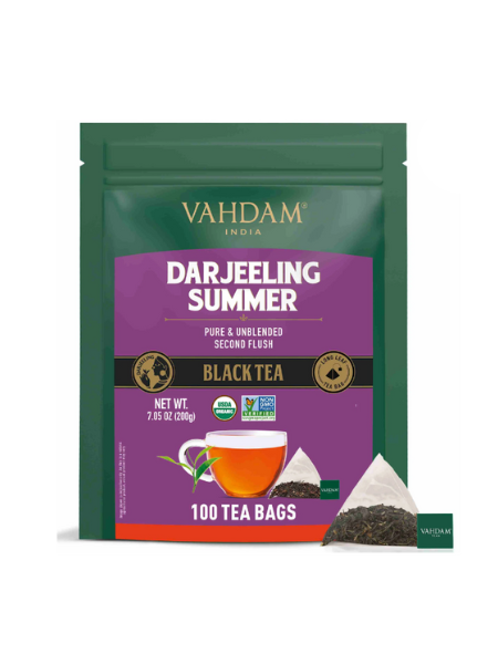 Green Bag Vahdam Darjeeling Summer Black Tea, 15 Count