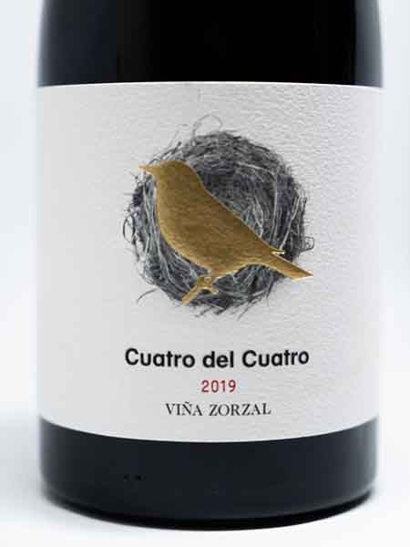 Cuatro del Cuatro Viña Zorzal 2019 Red Wine Front Label