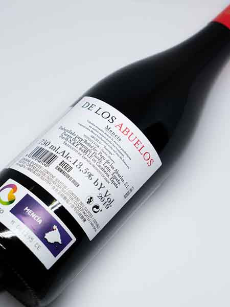 De los Abuelos Vinas Centenarias Mencia 2019 Red Wine Back Label