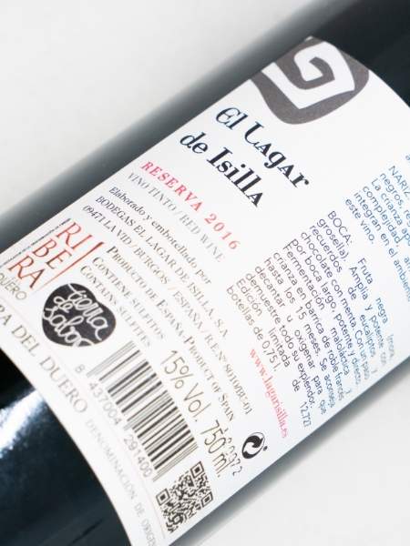 El Lagar de Isilla Reserva 2016 Red Wine Back Label